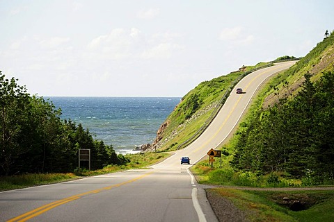 Coastal road Cabot Trail in Cape Breton National Park, Nova Scotia, Canada, North America