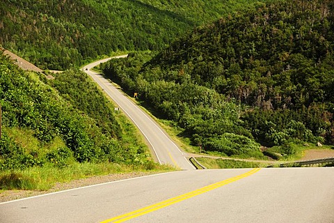 Coastal road Cabot Trail in Cape Breton National Park, Nova Scotia, Canada, North America