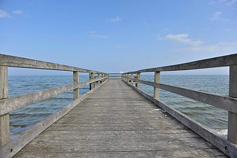 Pier in Rettin, Luebeck Bay, Baltic Sea, Schleswig-Holstein, Germany, Europe