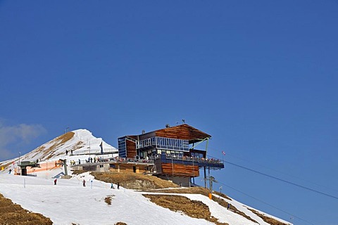 Summit station on Mt. Fellhorn, skiing area, Oberstdorf, Allgaeu Alps, Allgaeu, Bavaria, Germany, Europe