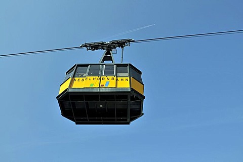 Cabin of the Nebelhornbahn cable car, Mt. Nebelhorn, Oberstdorf, Allgaeu Alps, Oberallgaeu, Bavaria, Germany, Europe