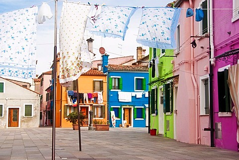 Colourful houses, Burano, Venice, Italy, Europa