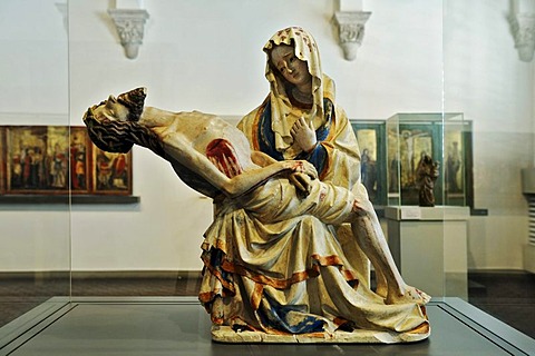 Pieta, Virgin Mary cradling the dead body of Jesus, called Vesperbild, from 1390/1400, from Seeon Abbey, Benedictine monastery at Lake Chiemsee, Munich in 1330, Bavarian National Museum, Prinzregentenstrasse 3, Munich, Bavaria, Germany, Europe