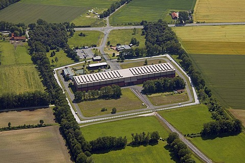 Aerial view, temporary atomic storage facility, Ahaus, Muensterland region, North Rhine-Westphalia, Germany, Europe