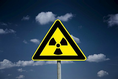 Sign with a radioactivity symbol, nuclear power