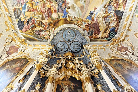 Main fresco of the Congregation Hall, Asamkirche or St. Maria de Victoria Kirche church, Ingolstadt an der Donau, Bavaria, Germany, Europe