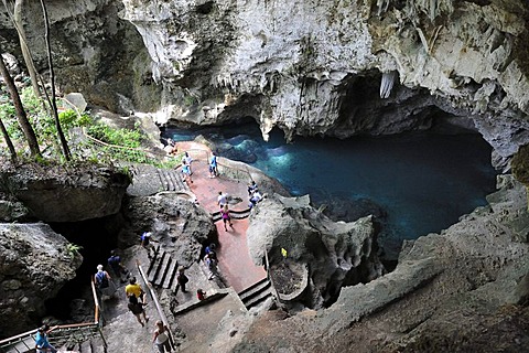 Stalactite cave Los Tres Ojos, Santo Domingo, Dominican Republic, Caribbean
