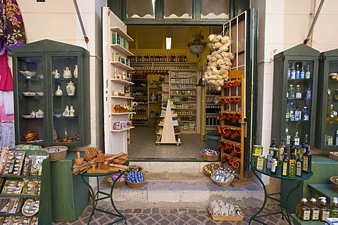 Souvenir shop in the historic district of Chania, Crete, Greece, Europe