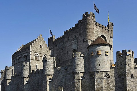 Het Gravensteen, Castle of the Counts, in the center of Ghent, Flanders, Belgium, Europe