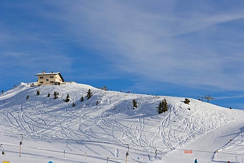 Alpe di Siusi or Mont Seuc in Ladin in winter, South Tyrolean Dolomites, Italy, Europe