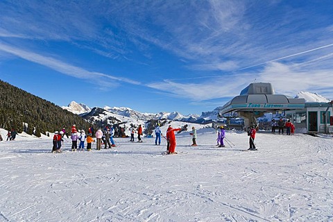 Alpe di Siusi or Mont Seuc in Ladin in winter, South Tyrolean Dolomites, Italy, Europe