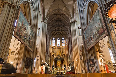 Interior, St Salvator's Cathedral, Sint-Salvator Cathedral, Bruges, Brugge, West Flanders, Flemish Region, Belgium, Europe