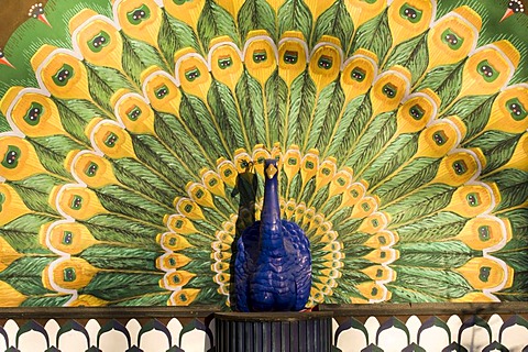 Peacock figurine, Tivoli gardens, Copenhagen, Denmark, Europe