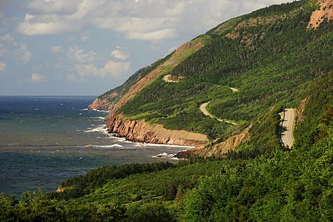 Coast at the coastal road Cabot Trail in Cape Breton National Park, Nova Scotia, Canada, North America