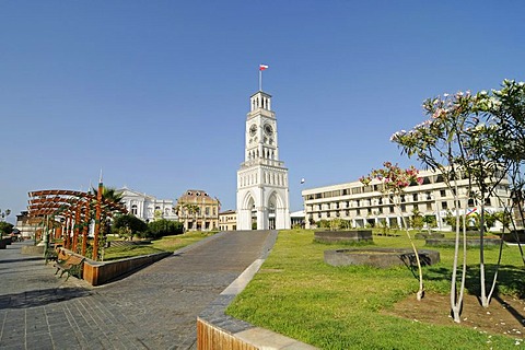 Clock Tower, national monument, Plaza Arturo Prat square, Iquique, Norte Grande, Northern Chile, Chile, South America