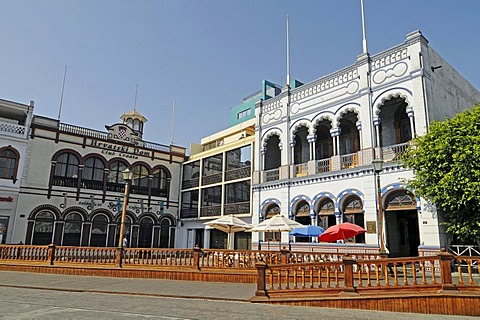 Club Croata, Club Espanol, Casino, Croatian Club, Spanish Club, Mudejar style, restaurant, historical buildings, Plaza Arturo Prat square, Iquique, Norte Grande, Northern Chile, Chile, South America