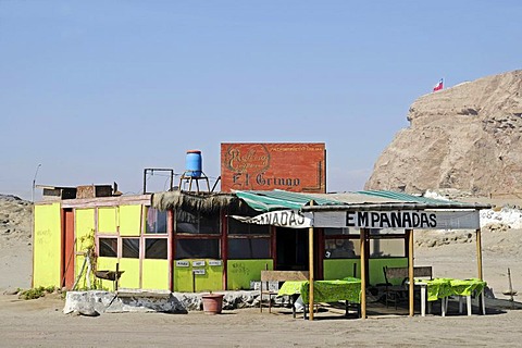 Small restaurant, Atacama Desert, El Morro, mountain, Arica, Norte Grande, northern Chile, Chile, South America