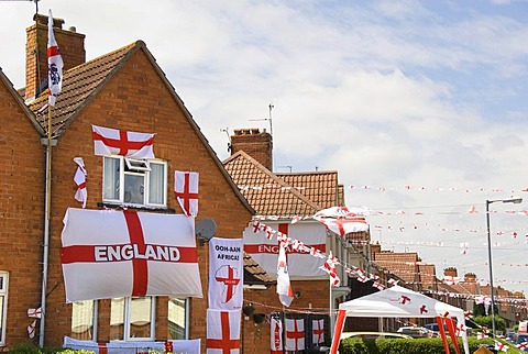 Football World Cup, decorated house, flags, Bristol, England, United Kingdom, Europe