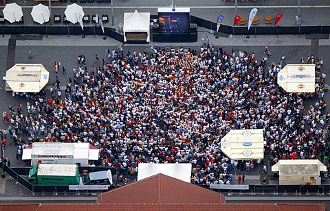 Aerial picture, public screening, Football World Cup 2010, the match Germany vs Australia 4-0, Bottrop, Ruhr district, North Rhine-Westphalia, Germany, Europe