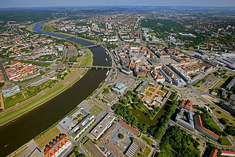 Aerial view, Dresden, Saxony, Germany, Europe