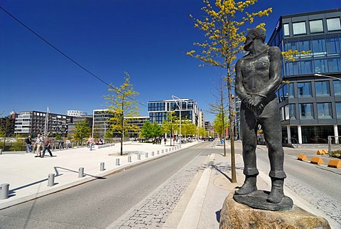 Statue of Stoertebeker, Grosser Grasbrook street, Hafencity, Hamburg, Germany, Europe