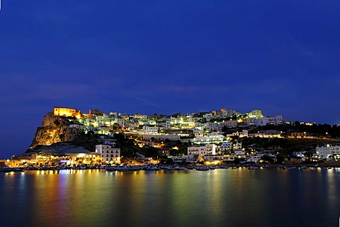 Peschici, by night, province of Foggia, Apulia, Puglia, Gargano, Adria, Italy, Europe