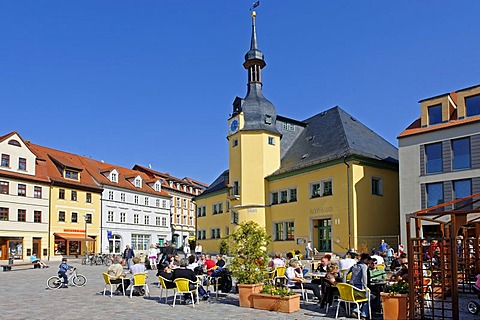 Market square with town hall, Apolda, Thuringia, Germany, Europe