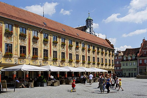 Former tax house, City Hall from 1488, market square, Memmingen, Bavarian Swabia, Bavaria, Germany, Europe