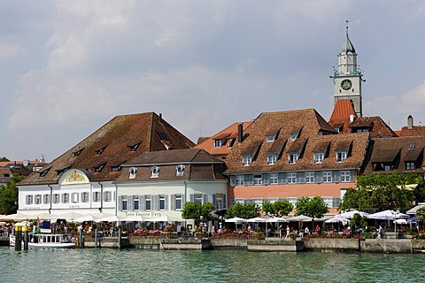 Ueberlingen on Lake Constance, lakeside promenade with wharf and the former Greth granary, Baden-Wuerttemberg, Germany, Europe