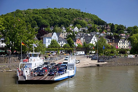 Ferry, Rhine promenade, Linz am Rhein, Rhineland, Rhineland-Palatinate, Germany, Europe