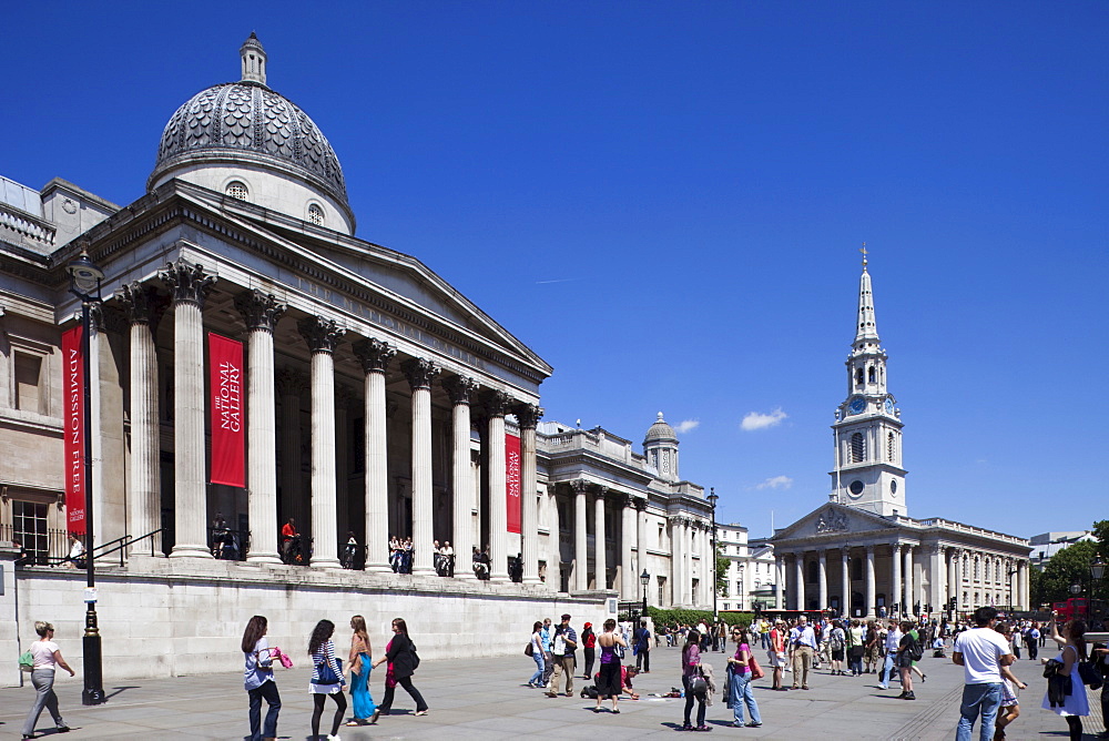 National Gallery, Trafalgar Square, London, England, United Kingdom, Europe