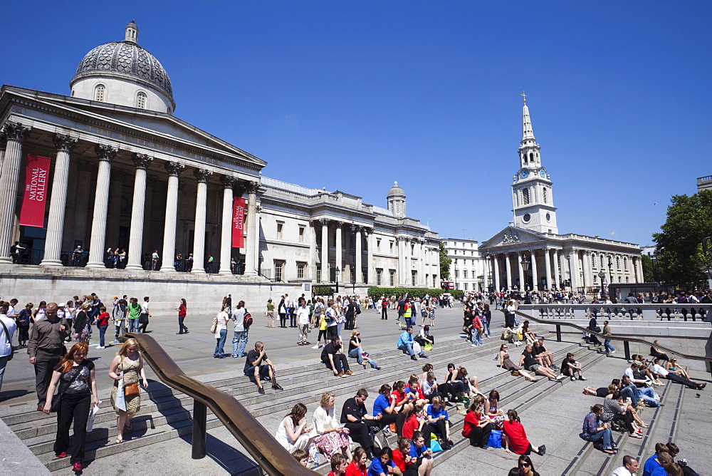 National Gallery, Trafalgar Square, London, England, United Kingdom, Europe