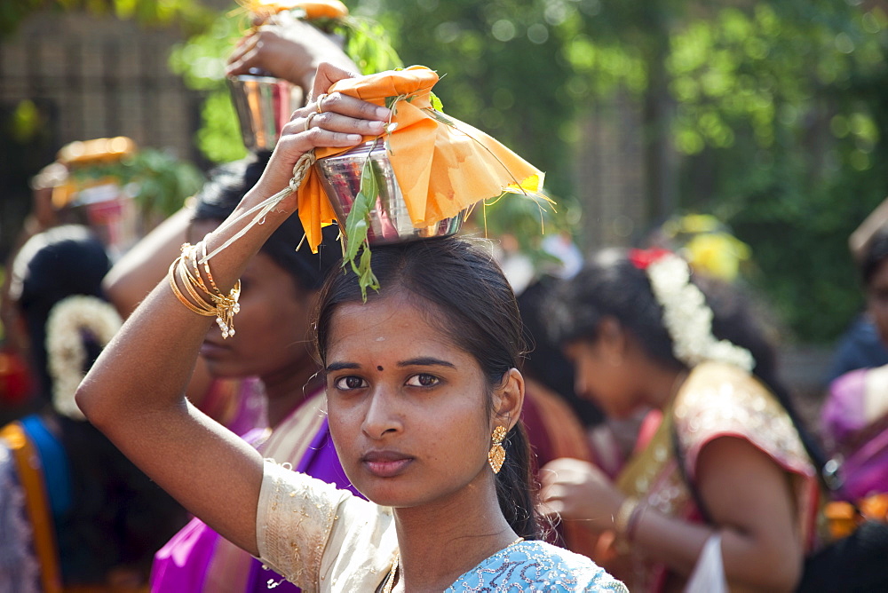 Chariot Festival participant, Shri Kanaga Thurkkai Amman Temple, Ealing, London, England, United Kingdom, Europe