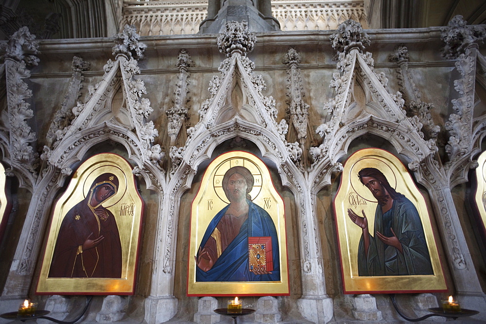 20th century Icons by Sergei Fyodorov, Winchester Cathedral, Winchester, Hampshire, England, United Kingdom, Europe