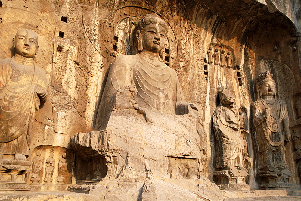 Longmen Buddhist Caves, Ancestor Worshipping Temple dating from the Tang Dynasty, UNESCO World Heritage Site, Luoyang, Henan Province, China, Asia