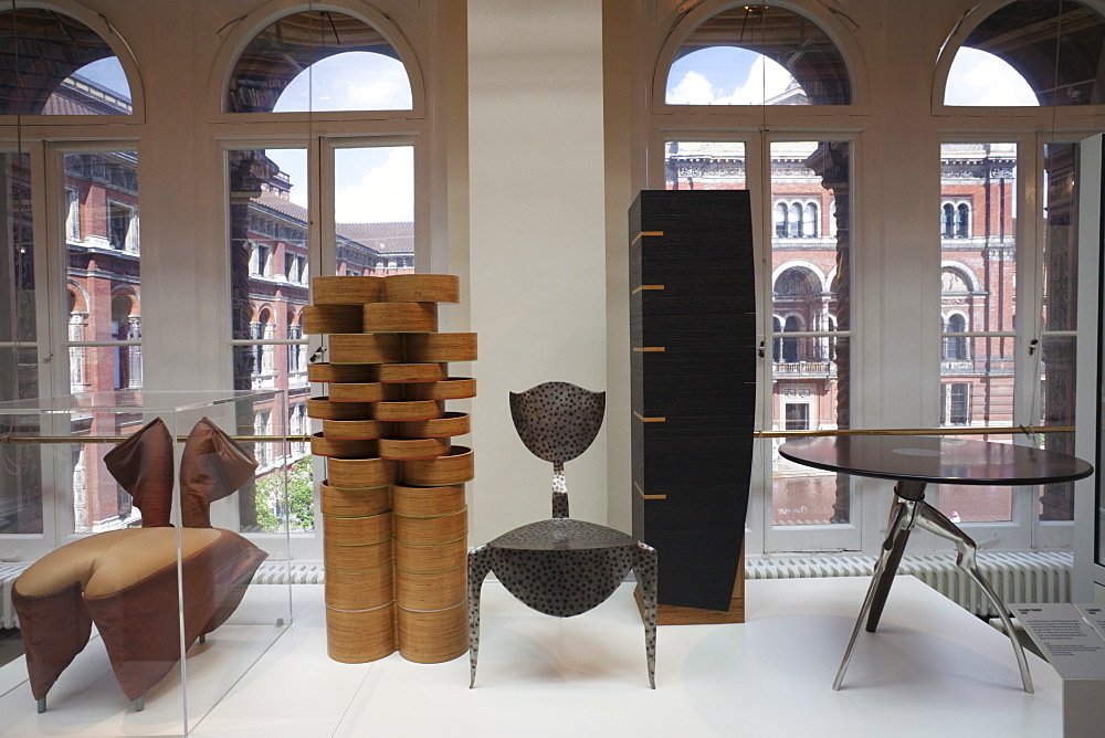 Furniture exhibit, Victoria and Albert Museum, London, England, United Kingdom, Europe