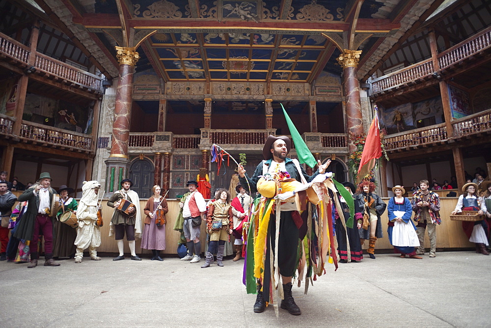 Interior of Shakespeare's Globe Theatre, Southwark, London, England, United Kingdom, Europe