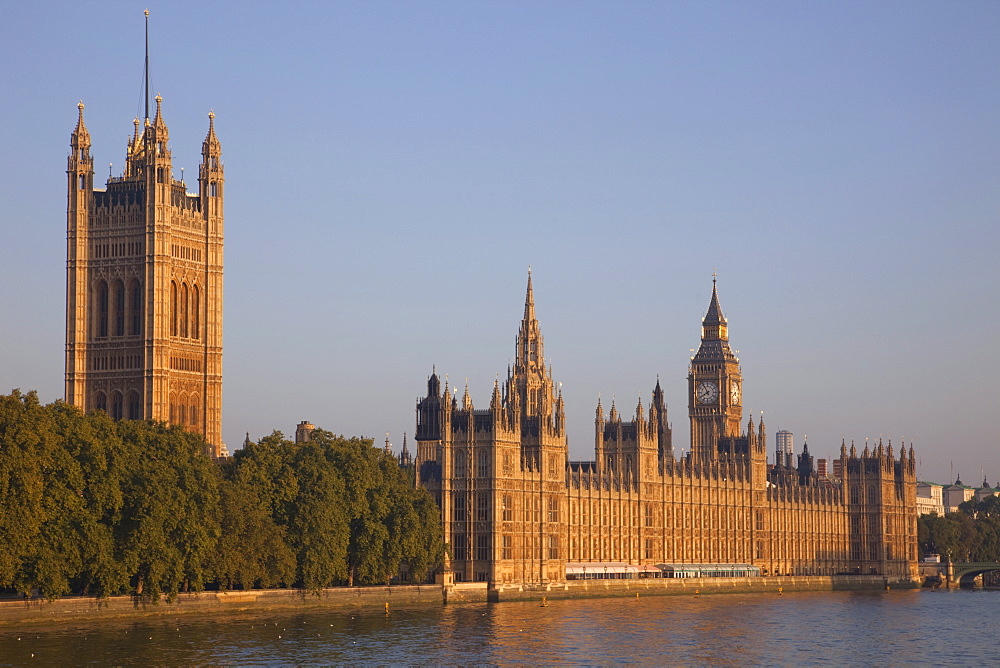 Palace of Westminster, UNESCO World Heritage Site, and River Thames, London, England, United Kingdom, Europe