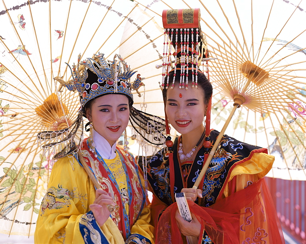 Women dressed in traditional costume, Beijing, China, Asia