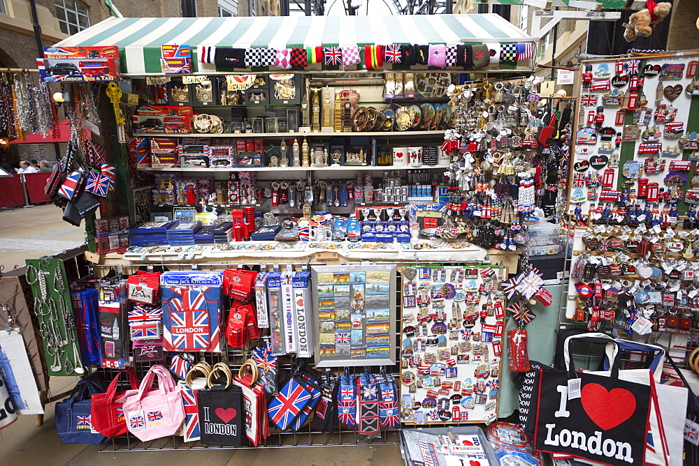 Souvenir stall in Hays Galleria, Southwark, London, England, United Kingdom, Europe