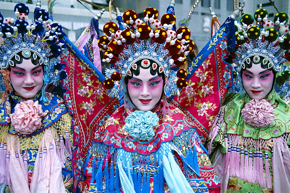 Portrait of Chinese Opera (Beijing Opera) actors dressed in costume, Beijing, China, Asia