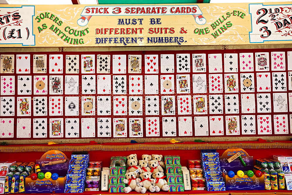 Traditional fairground darts game, England, United Kingdom, Europe