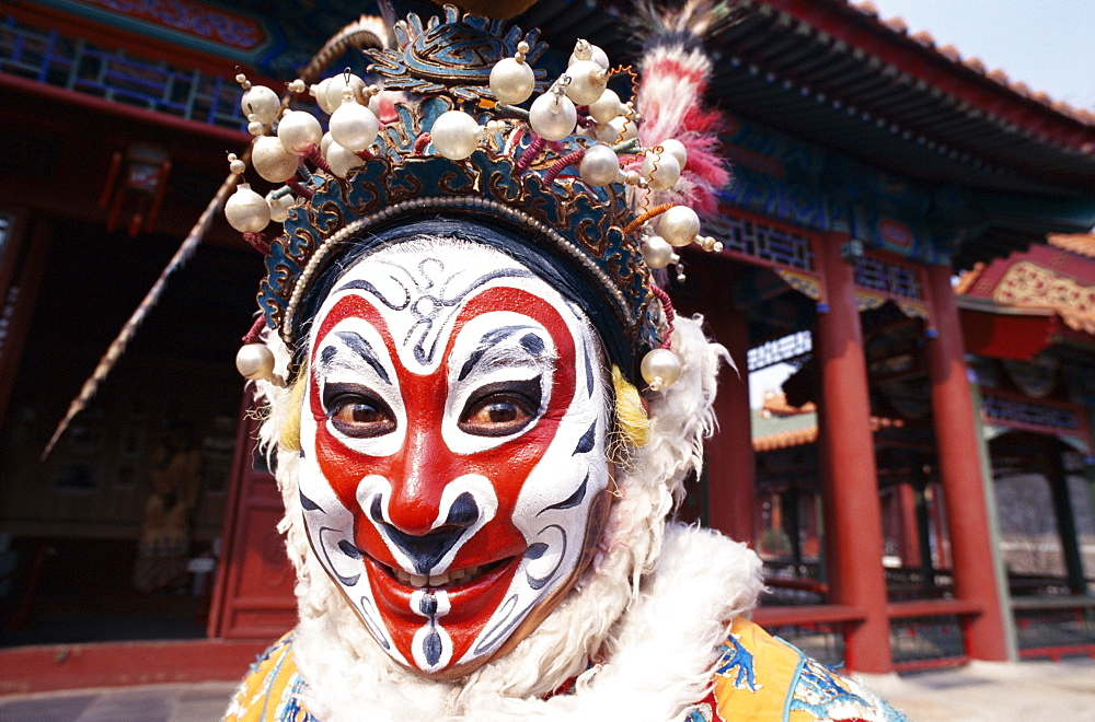 Portrait of Chinese Opera (Beijing Opera) actor dressed in costume, Beijing, China, Asia