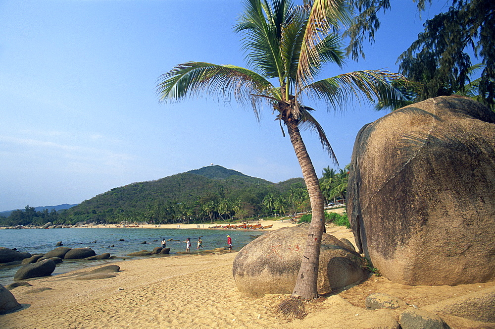 Beach scene at Tianya-Haijiao Tourist Zone, Sanya, Hainan Island, China, Asia