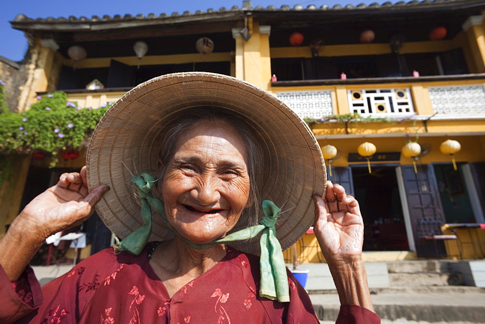 Portrait of an elderly woman, Hoi An, Vietnam, Indochina, Southeast Asia, Asia