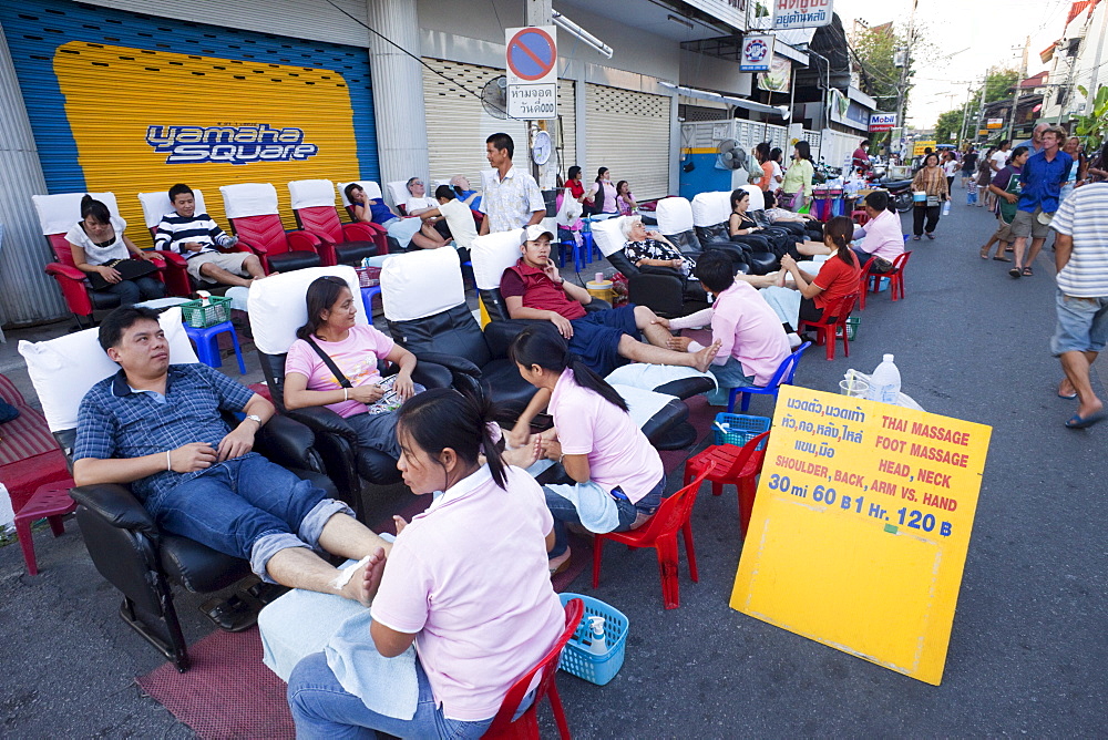 Foot massage, Sunday Street Market, Chiang Mai, Thailand, Southeast Asia, Asia