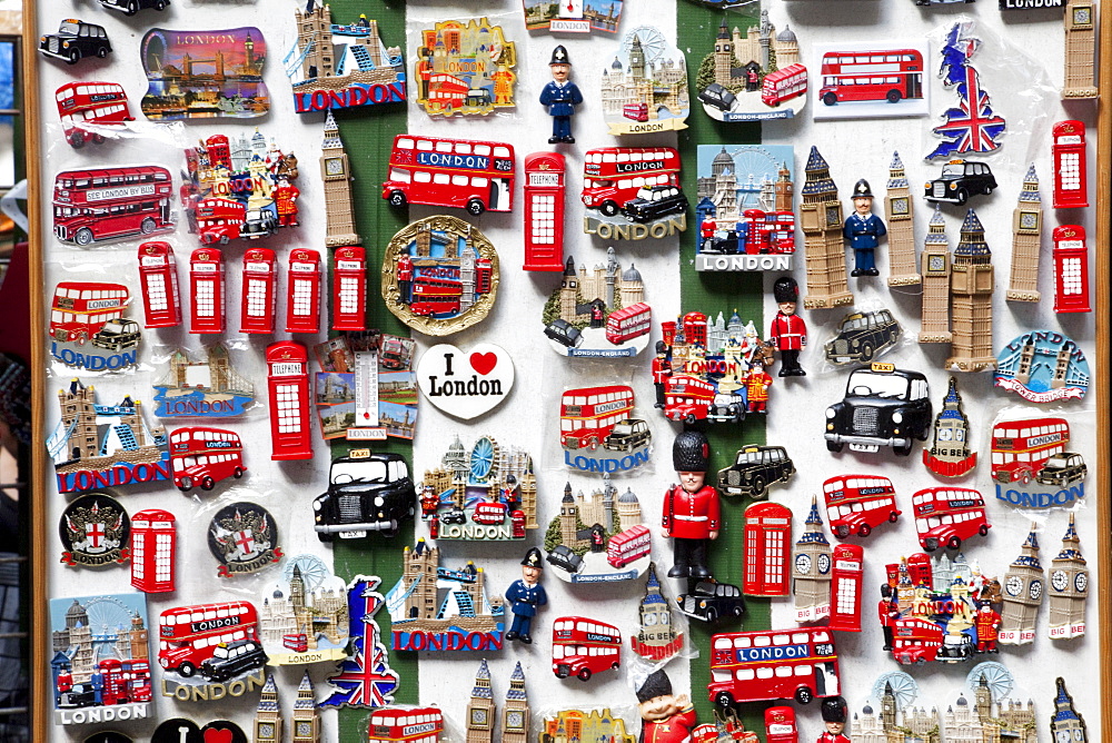 Souvenir fridge magnet display, Covent Garden, London, England, United Kingdom, Europe