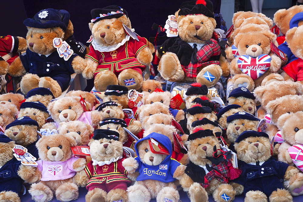 Souvenir teddy bear display, Covent Garden, London, England, United Kingdom, Europe