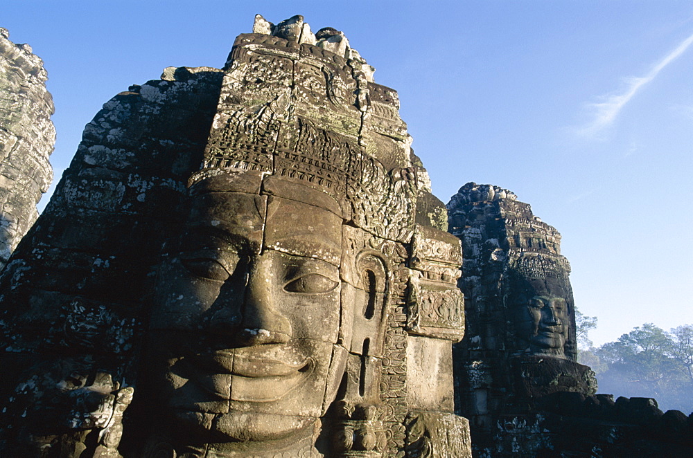 Carving of face of Lokesvara, Bayon, Angkor Thom, UNESCO World Heritage Site, Siem Reap, Cambodia, Indochina, Southeast Asia, Asia