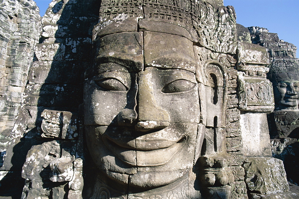 Carving of face of Lokesvara, Bayon, Angkor Thom, UNESCO World Heritage Site, Siem Reap, Cambodia, Indochina, Southeast Asia, Asia